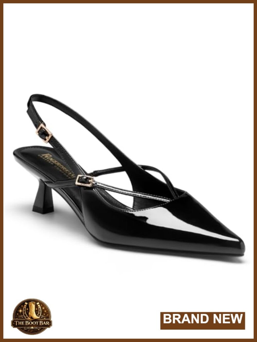 Patent Vegan Leather Slingback Kitten Heel Pointed Toe Dress Pumps Office